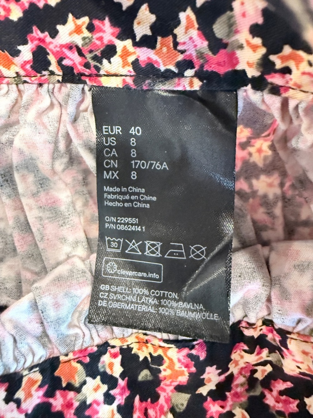 H&M Moody Floral Midi Skirt US8 Ditsy Print Cottagecore Whimsigoth A-Line Cotton - Picture 8 of 9
